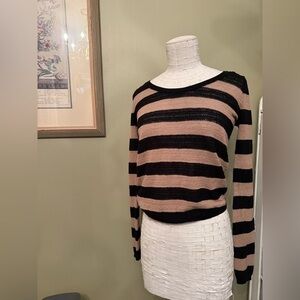 The Kooples cotton blend knit striped cropped sweater